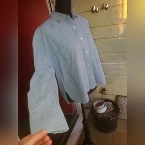 Everlane organic button up thin denim top